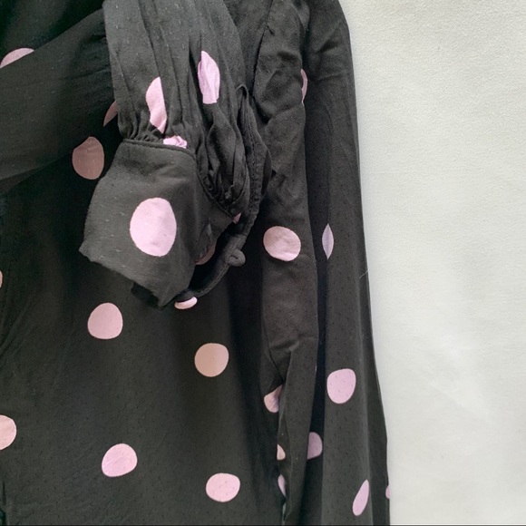 PAIGE Blouse Polka Dot Puff Sleeve Button Up  Front Tie Size Small - Picture 5 of 6